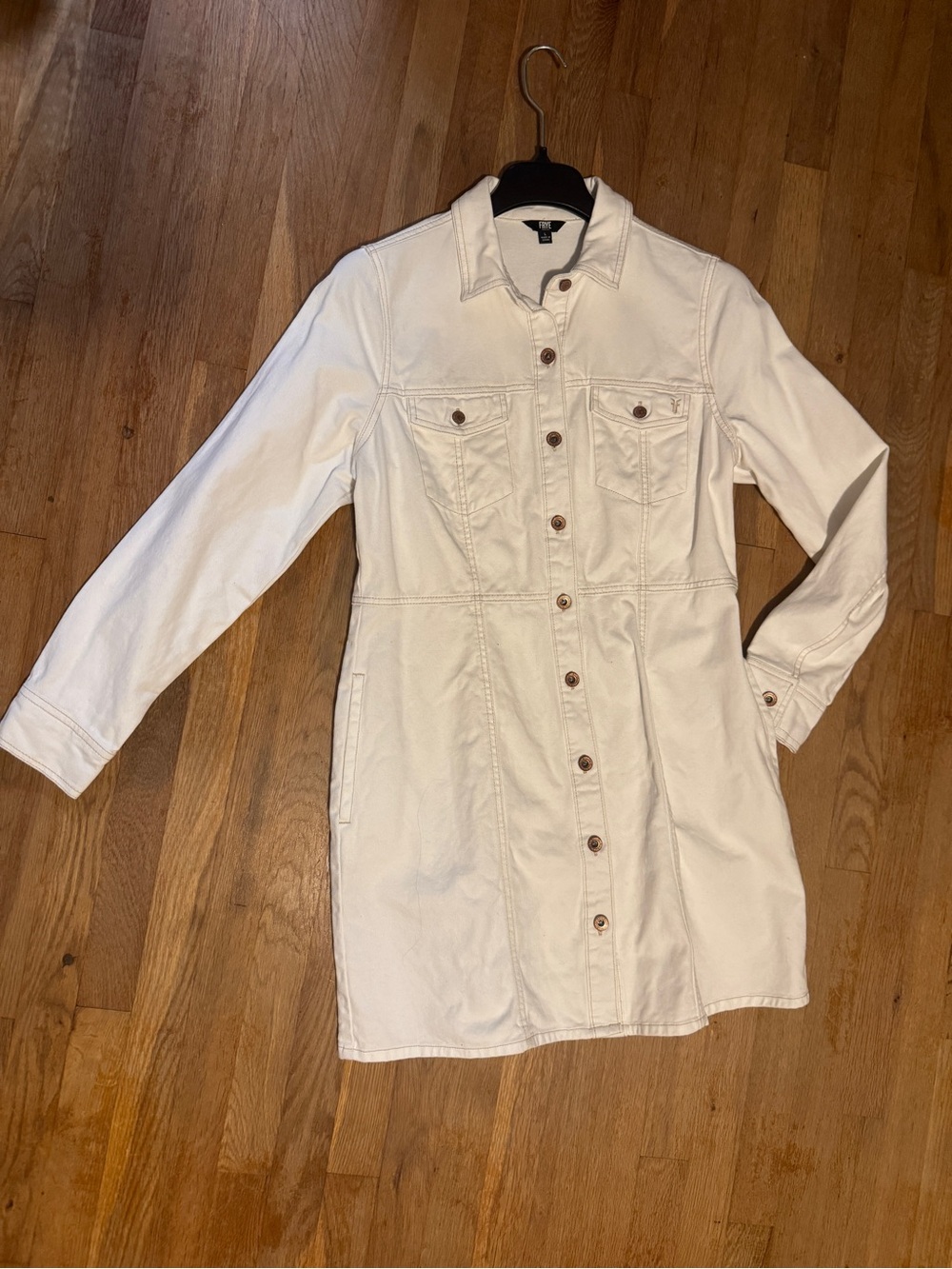Frye Cream Button-Front Denim Shirt Dress